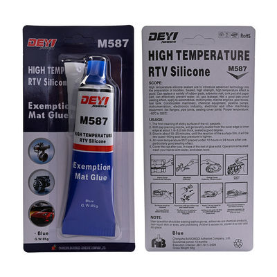 Fabricante de juntas de silicone RTV resistente a óleo de alta temperatura em cor azul com certificado SGS