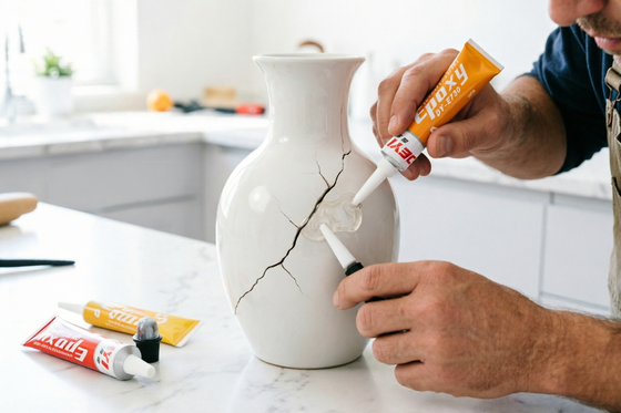 Adesivo epoxi de duas partes. Cola AB de alta resistência para ligação estrutural e reparação de superfícies.