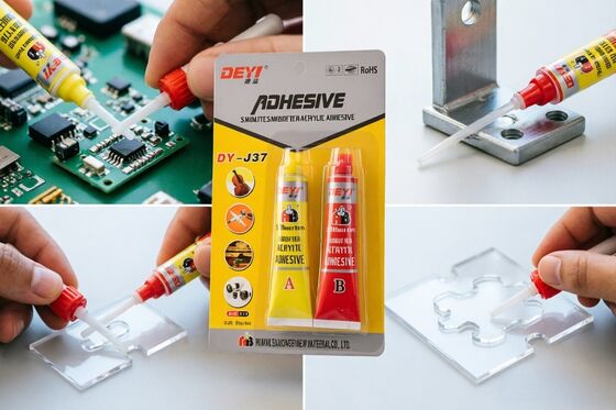 Adesivo acrílico modificado para reparação doméstica. Ligação forte e cola resistente à temperatura para uso diário.