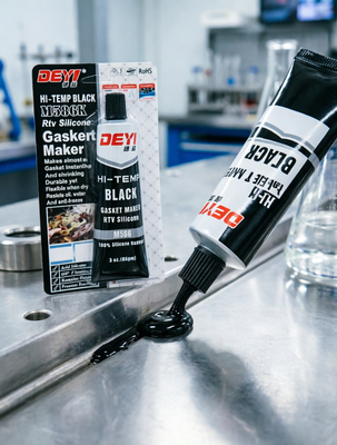 DEYI M586 Fabricante de juntas RTV industriais de alta temperatura | Selante preto resistente a óleo para fabricante de juntas de motores e tubos