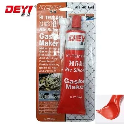 Red RTV High Temperature Silicone Gasket Maker. Plano de vedação de flange para automóveis e industriais.